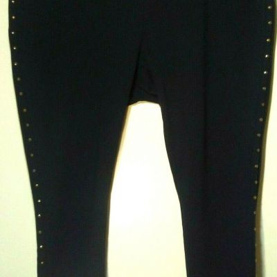LANE BRYANT Legging plus sz 28 Stretch Pants Elastic Pull-On STUDDED Black Ponte